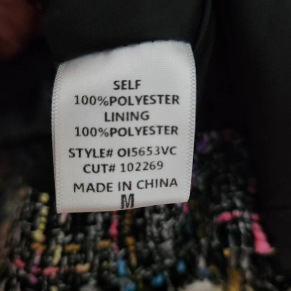 Vici | Multi Colored Fringe Raw Edge Double Breasted Tweed Blazer - Size M - Picture 10 of 11